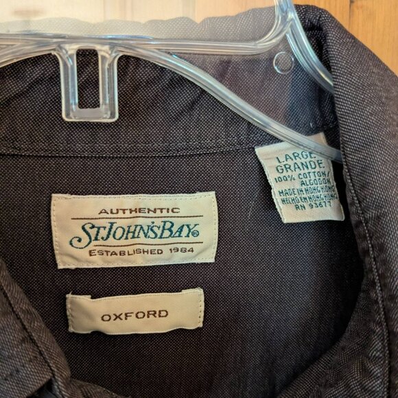 Black St. John's Bay long sleeve Oxford button down cotton shirt size L - Picture 4 of 5